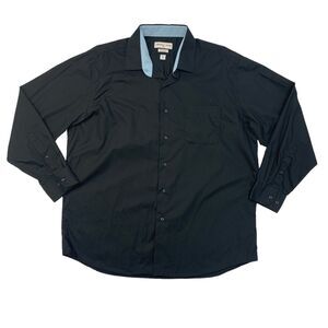 Christian Aujard Dress Shirt Mens XL Extra Large Black Regular Fit Button Up